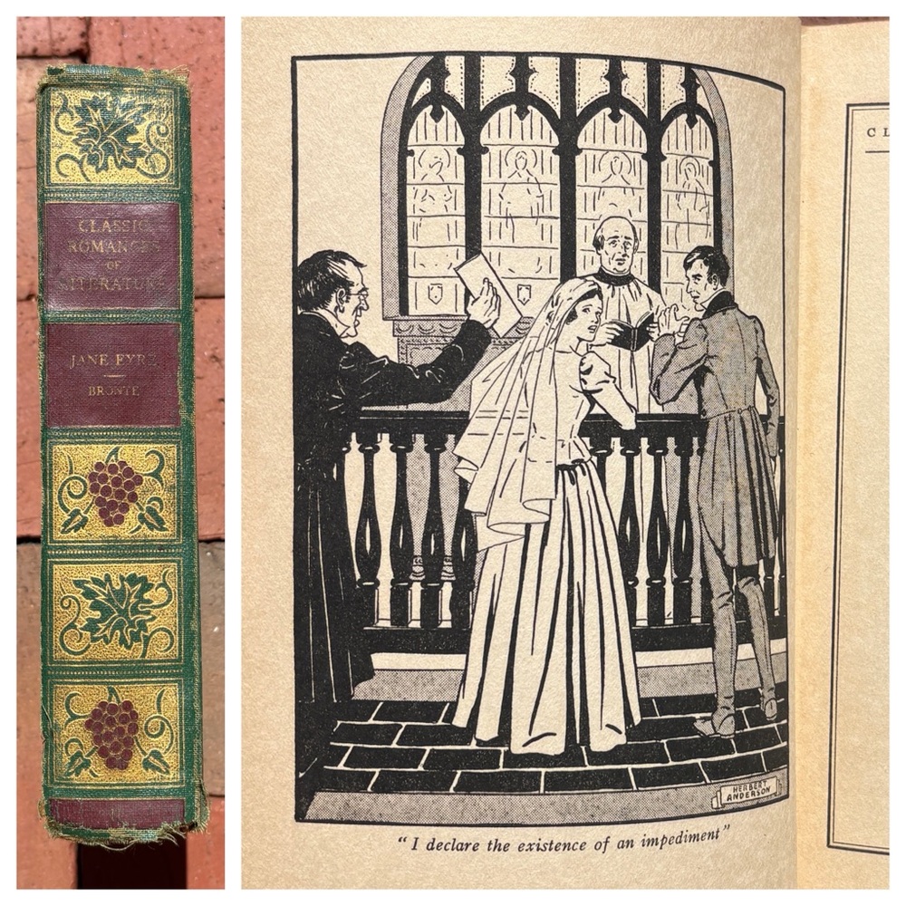 1937 Jane Eyre Classic Romances of Literature Charlotte Bronte Gilt Grapes Art